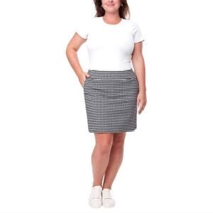 ❤S.C.& Co. Pull On Skort Black And White Gingham Print Stretch Skirt Women's NWT